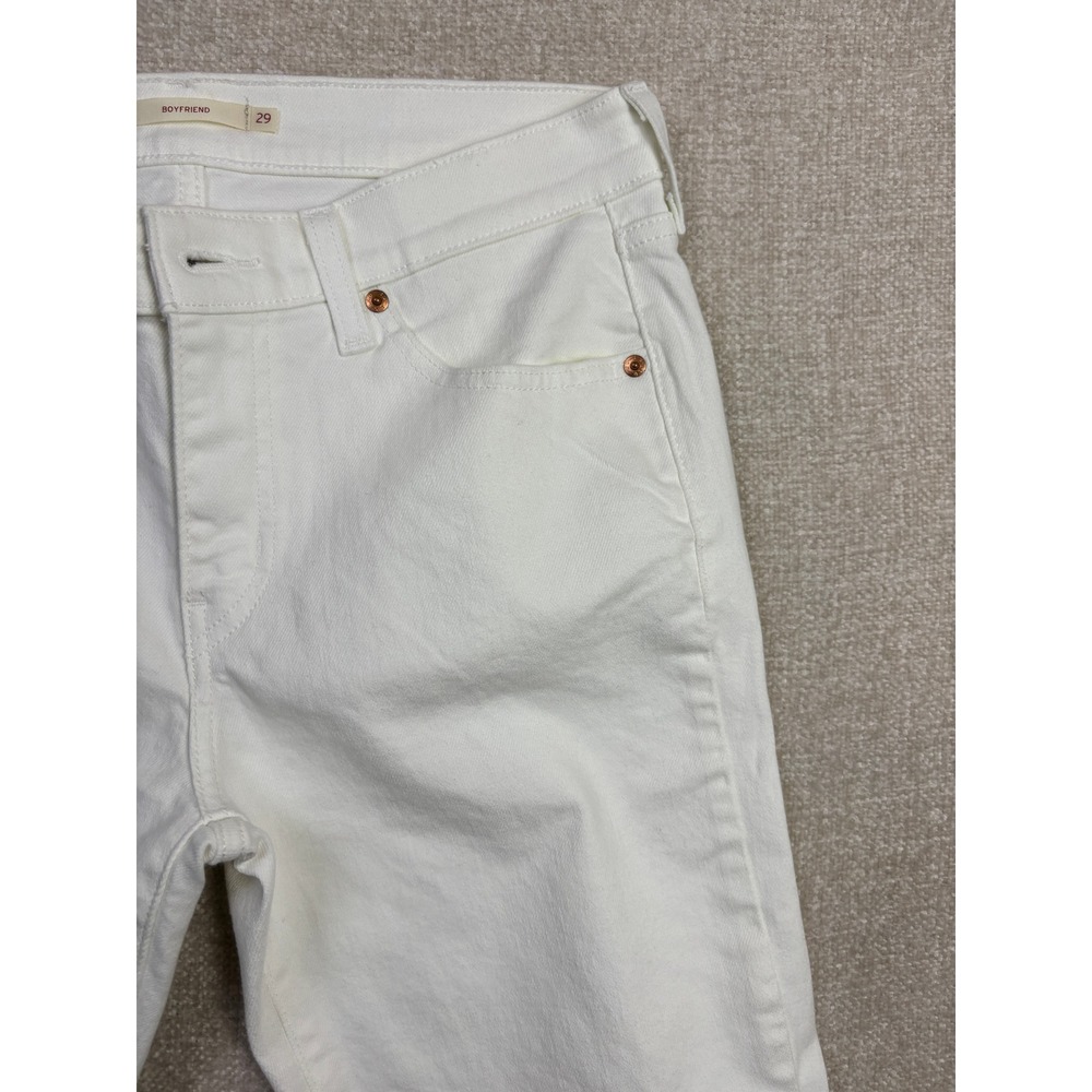Levis White Boyfriend Jeans Womens Size 29 Mid Rise Relaxed Denim Pants - Picture 4 of 11